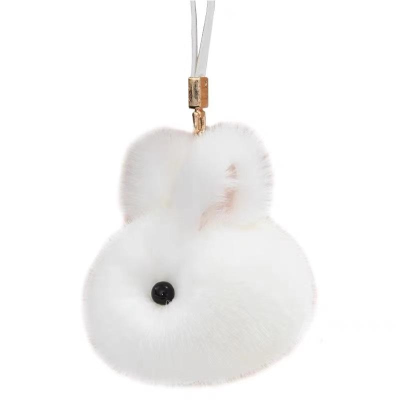 Mini Jade Rabbit Plush Keychain - Cute Cartoon Doll with Mink Fur