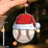 1pcs Baseball Santa Hat Christmas Ornament, Acrylic Sign, Four Seasons Decoration, with Wall Hanging, Novelty Home Decor