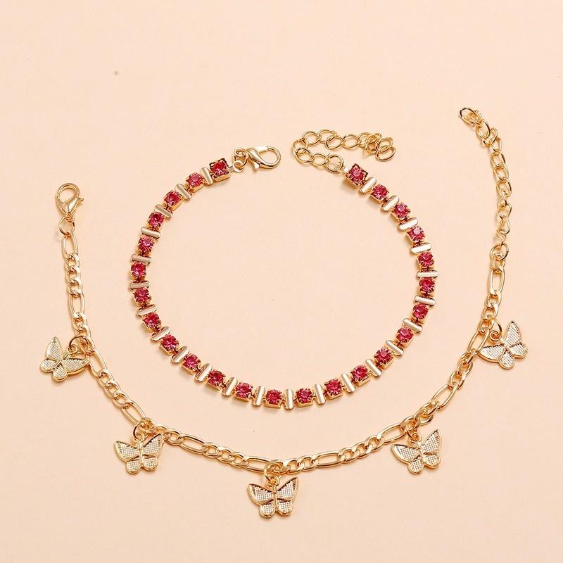 2pcs/set Women Butterfly Tassel Anklets Bracelet Beach Jewelry