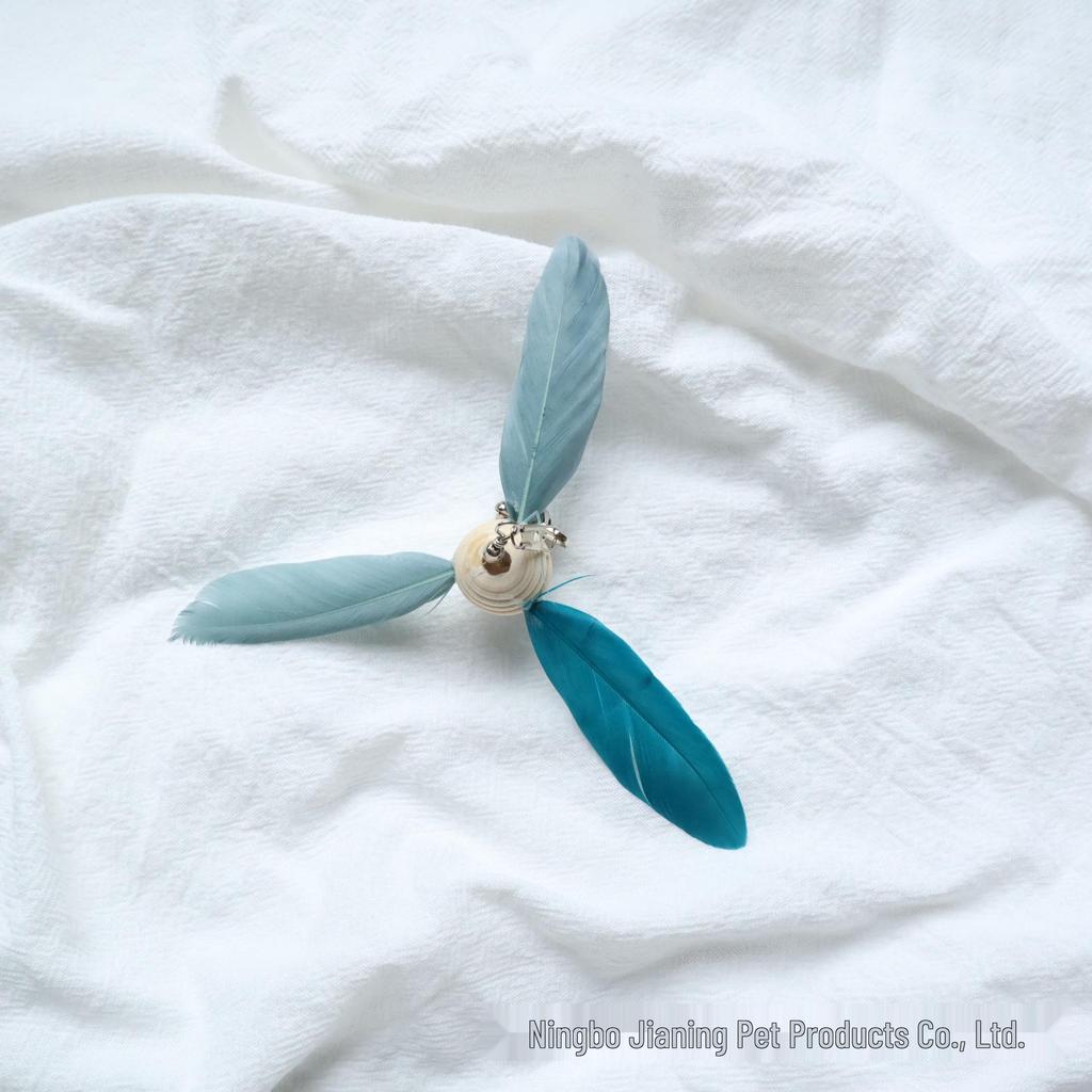 Colorful Rotating Pinwheel Feather Cat Teaser Wand Attachment - Interactive Kitten Toy for Boredom Relief