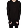 Herren T-Shirt Einfarbige Unregelmäßiger Saum Rundhals Langes Hemd mit Handschuhen für den täglichen Gebrauch