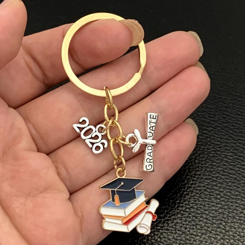 Graduation Gown Cap KeyChain Ring Student Women Jewelry Personalized Accessories Fashion Pendant Gifts Forever