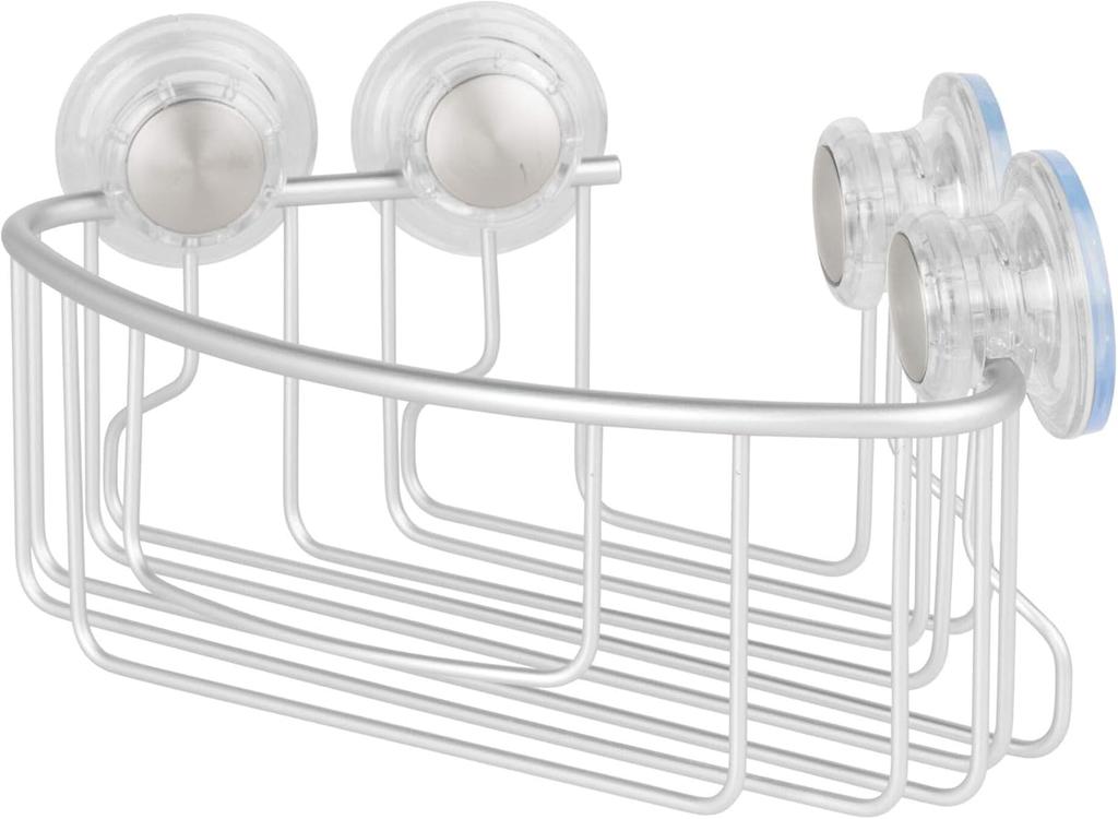 InterDesign Shower Rack for Suction 20710EJ Bath, Bathroom, Rust-Resistant Aluminum, Cup, Metro, Silver,