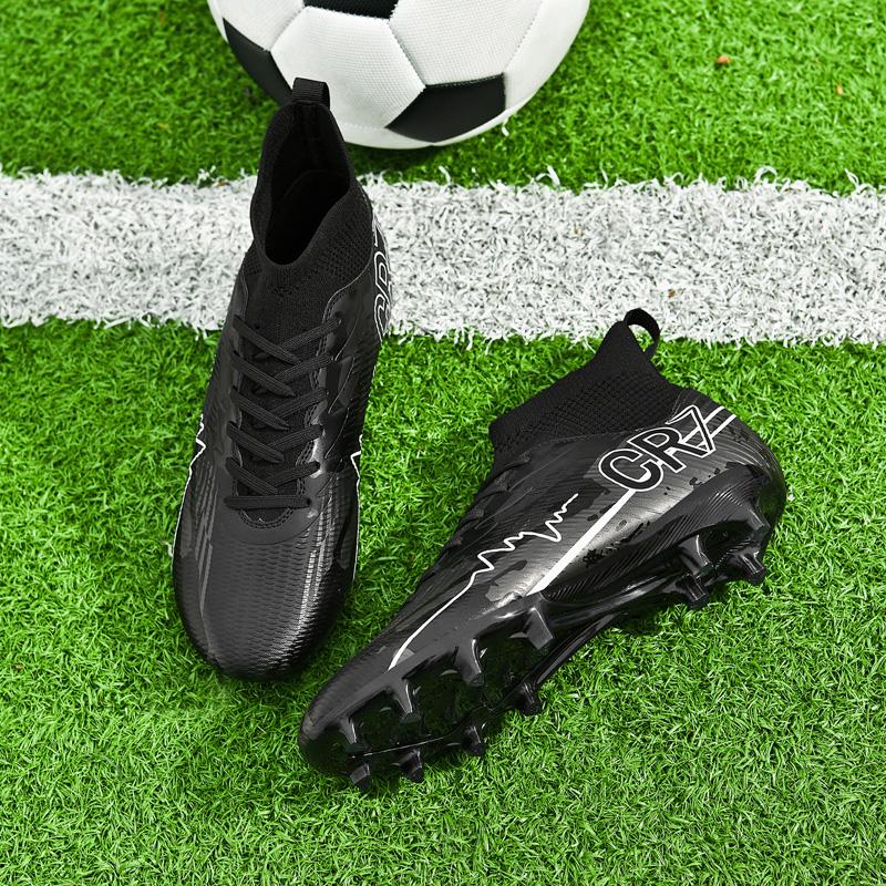 

New CR7 High Top Football Shoes Artificial Grass Leather Unisex Youth Students Training Sports Shoes for Men And Women 35