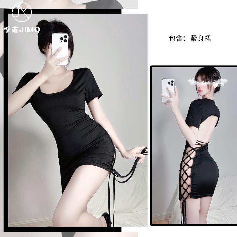 Sexy underwear women's pure desire straps short skirt uniform temptation sexy secretary outfit hot open file leak back