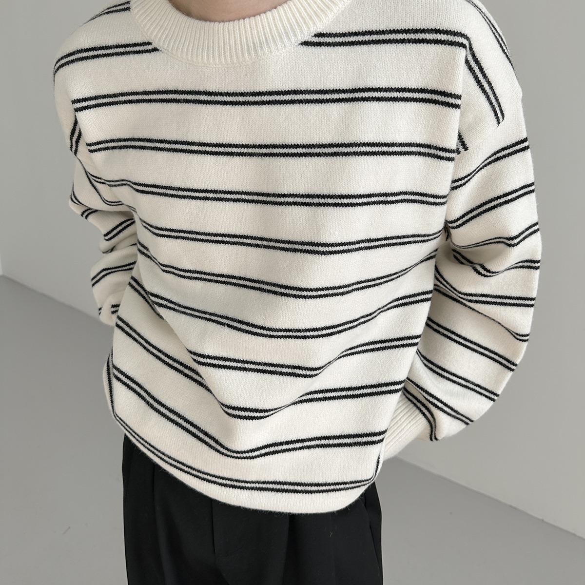 Men s Color-Block Striped Sweater - Autumn/Winter 2025, Loose Casual Knit Top M