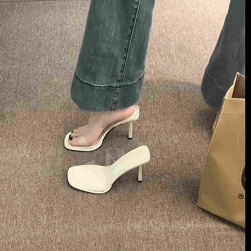 Summers PVC Transparent Women Slippers Shoes Casual Street Style Ladies Elegant Party Dress High Heel Slides