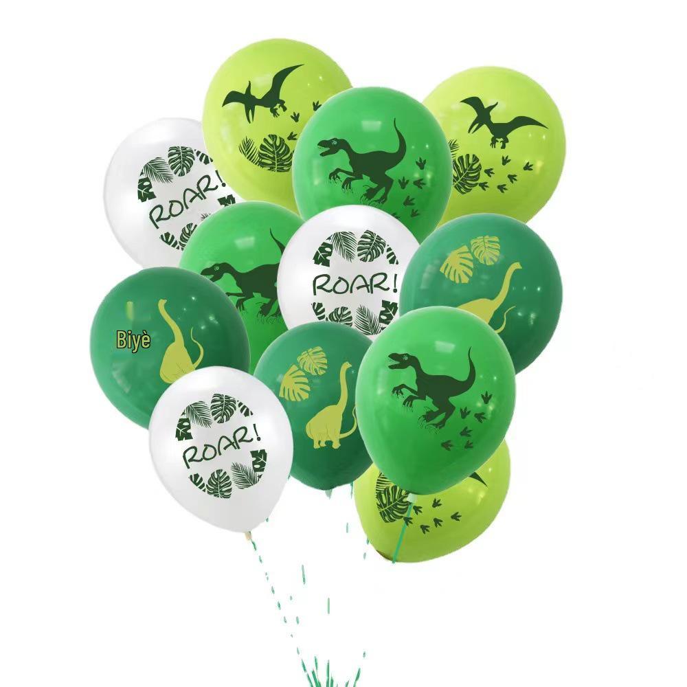 12-inch Green Jungle Dinosaur Latex Balloons - Birthday Party Set