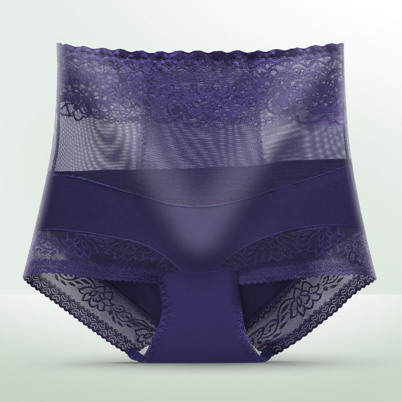 Blondeundertøy Dame Høy midje Truser Mage Antibakteriell skritt Sexy Pustende Utsparing Stor størrelse Rumpe Løft Dame Trekanttruser