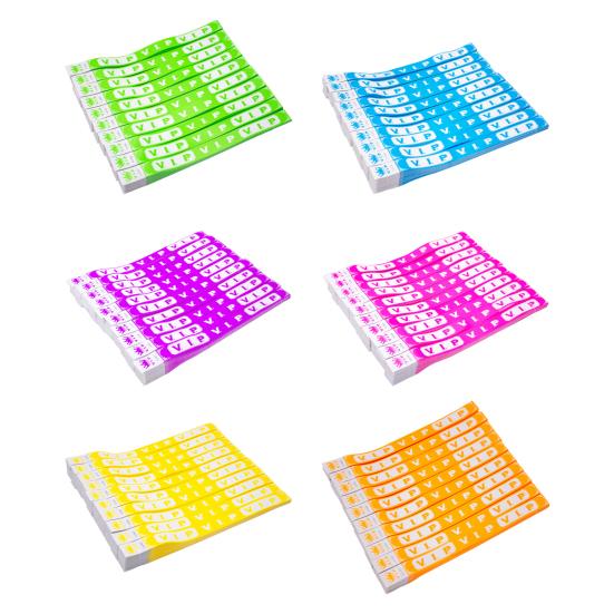 100 Pcs VIP Disposable Wristbands Waterproof Fluorescent Color Bracelets Self-Adhesive ID Wrist Bands for Events Festivals Bars Concerts