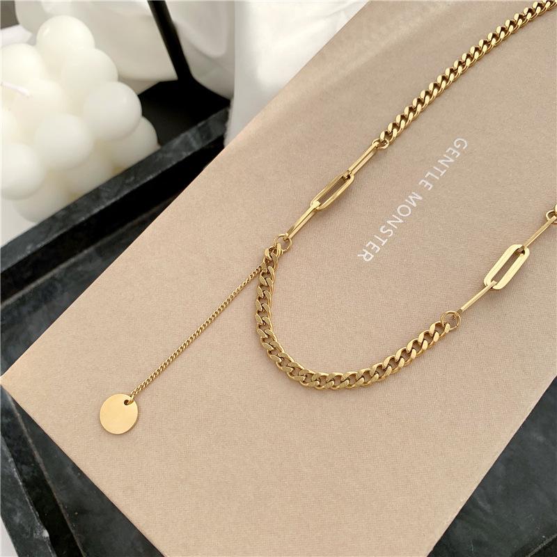 Titanium Steel Hip Hop Tassel Necklace for Women - Trendy Metal Collarbone Chain