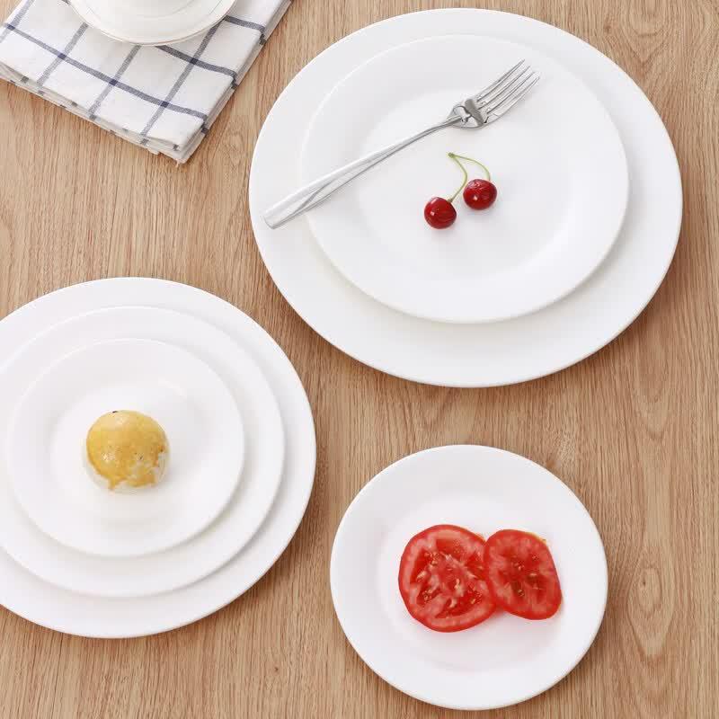 Dairui'en White Ceramic Round Dinner Plates