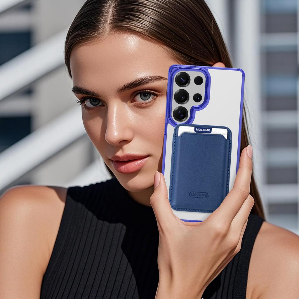 For Samsung Galaxy S25 Ultra Magnetic Case TPU + PC Phone Cover with Card Bag