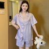 Can Wear Imitation Silk Short-Sleeved Shorts Loungewear Female Student Dormitory Casual And Comfortable Pajamas Set