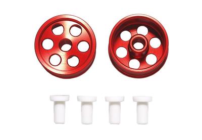 Tamiya מיני 4WD גרסה מיוחדת HG גלגלי סופר ניתנים להפיכה סט אלומיניום מוצר X/XX גלגלים בפרופיל נמוך, אדום, 2 חלקים (מספר מוצר 95516)