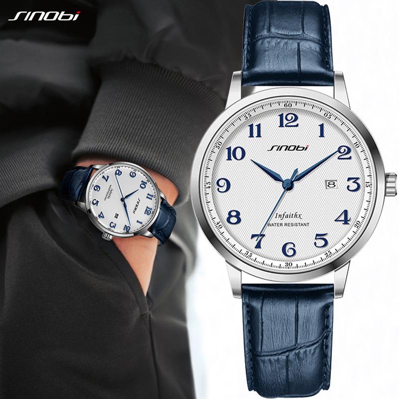 Men'S Watch Men'S Business Simple Slub Belt Watch Date Waterproof Watch 9877