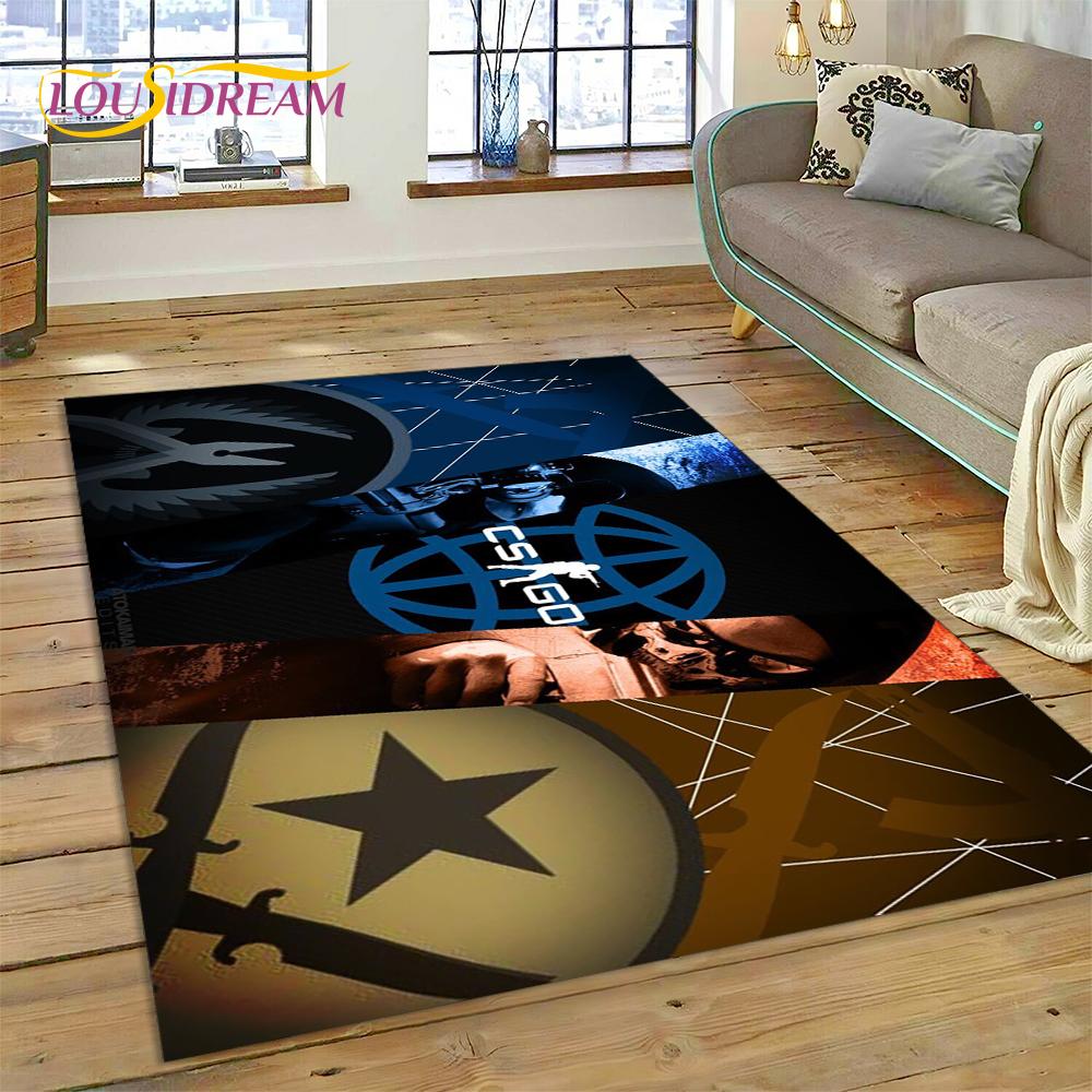 CS GO, Counter Strike Spiel Gamer HD Teppich für Wohnzimmer Schlafzimmer Dekoration, Bodenteppich rutschfeste Dekoration für Sofa Fußmatte Geschenk