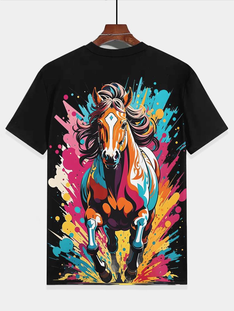 Children's Boy's Clothing Design Horse Riding T-shirty Korean Children's Clothes 2024 Kids Spring Clothes Child T-shirt Top Boys
