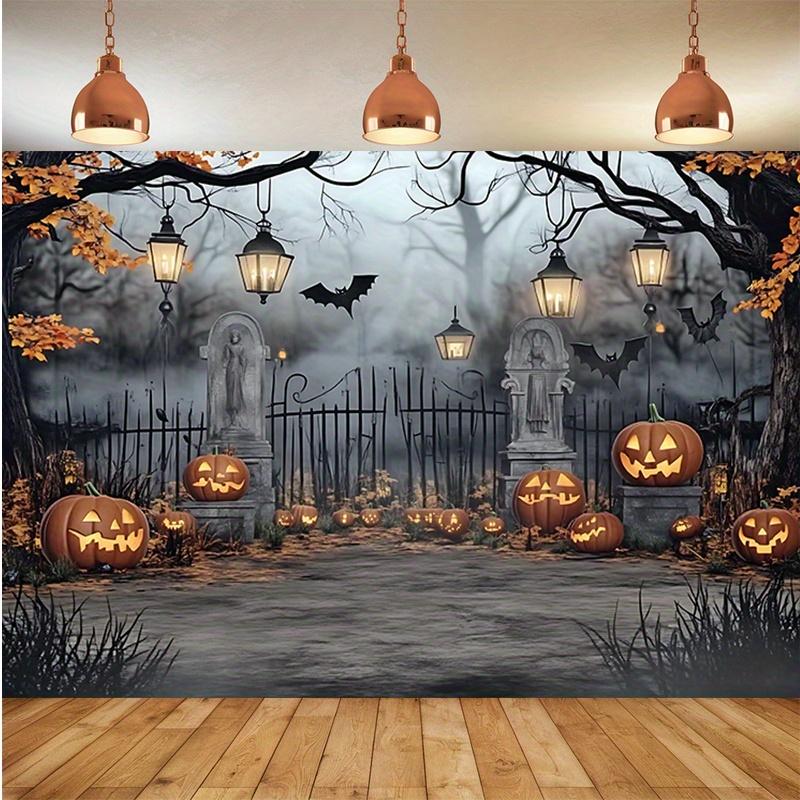 1 Halloween Party Banner - Ghost Tomb and Pumpkin Lantern  Misty Forest Trail Indoor and Outdoor Halloween Decoration