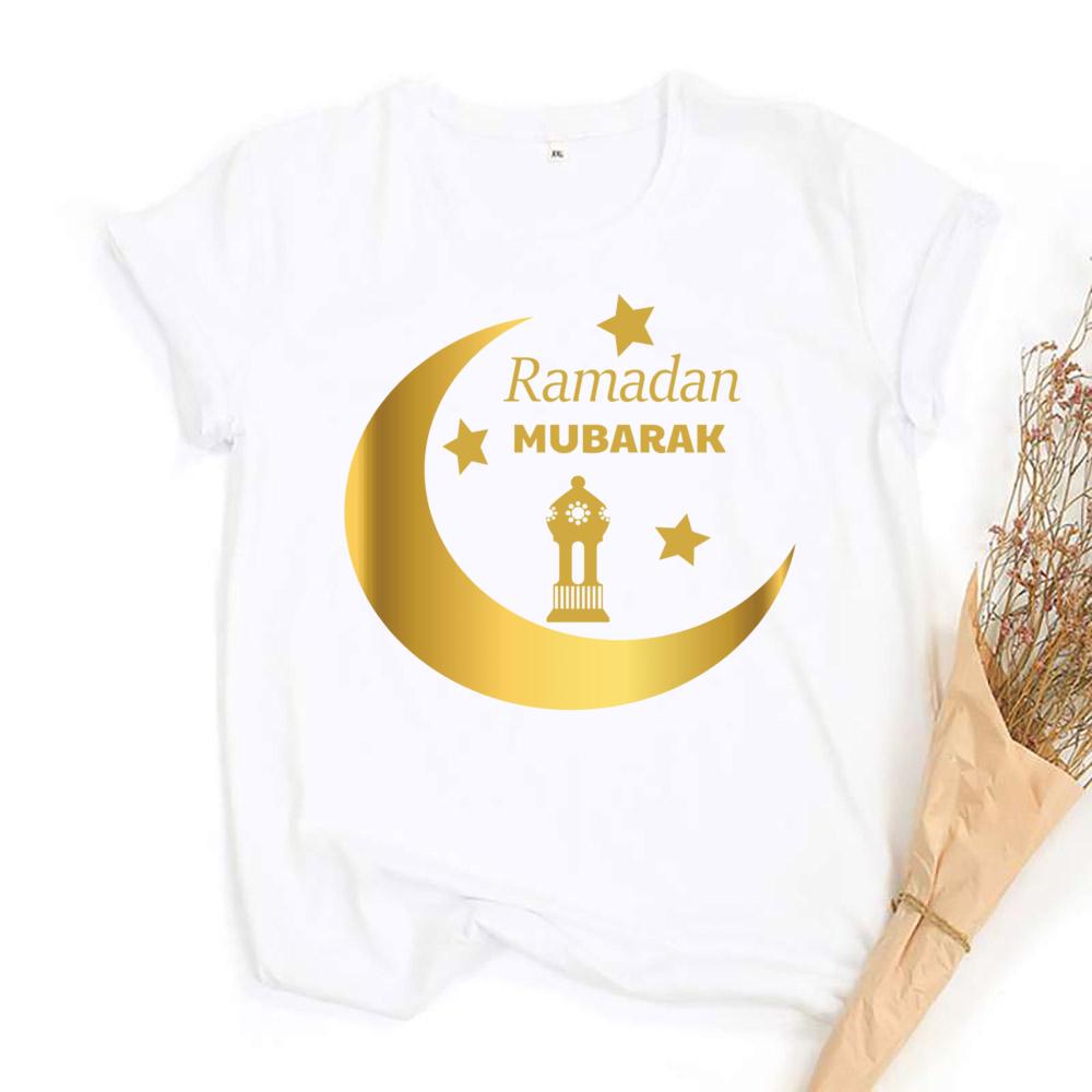 Eid Mubarak Tee Muslim Shirt Ramadan Gift Unisex Creative Top Casual Short Sleeve Crew Neck Unisex Tshirt Ramadan Mubarak Tops