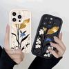 Goldblatt Florales Design Weiche TPU Handyhülle für iPhone 16 15 14 13 12 11 Pro Max Plus Stoßfest Anti-Rutsch Abdeckung
