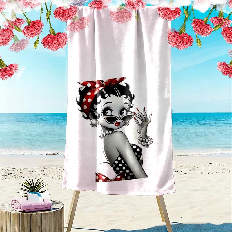 1pc Betty Boop Beach Towel Ideal Birthday Gift For Family, A Vibrant Beach Towel Suitable for Outdoor Activities