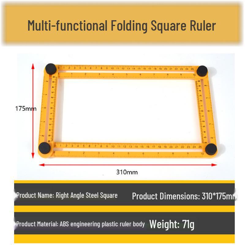 Four-Fold Aluminum Alloy Universal Angle Ruler - Multi-Functional Right Angle and Irregular Shape Woodworking Folding Ruler
