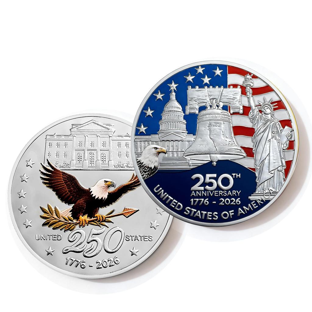 250th Anniversary Commemorative Coin Independence Day Founding Medal Challenge Coin Embossed Metal Coin Color Printed Badge