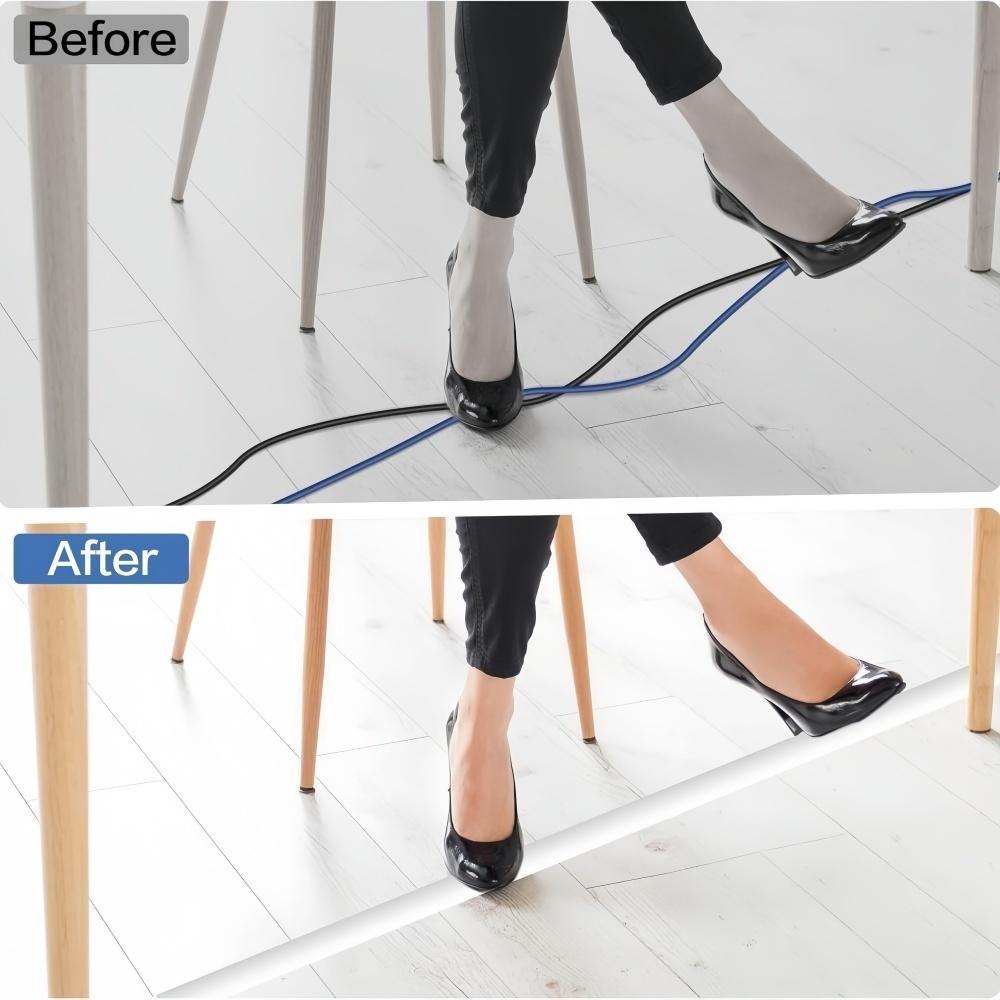 1pc 1m/2m/3meters Self-adhesive PVC Trunking Ground Wire Storage Fixed Trunking Anti Stepping Curved Flexible Cable Duct