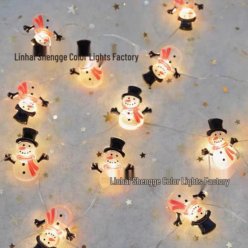

Christmas Carnival LED String Lights: Santa Claus, Snowman, and Gift Box Copper Wire for Tree Decoration 1m 10 LED - 2 AA Batteries Continuous
