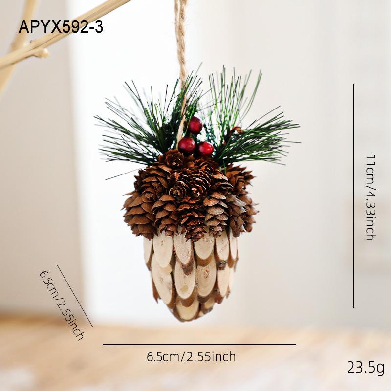 Nový dřevěný velký šiškový přívěsek pěnový vánoční stromek přívěsek žalud dřevěné třísky dekorativní scéna dekorace ozdoba