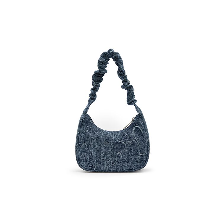 Champion Twisted Underarm Bag Script Logo Enamel Tag Pleated Hair Tie Shoulder Strap Casual Versatile Synthetic Leather Shoulder Bag Small U4AACPU14
