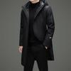 Herren Winter Kniehohe Schwarze Daunenjacke - Dick, Stilvoll und Attraktiv Kälteschutz für das mittlere Alter