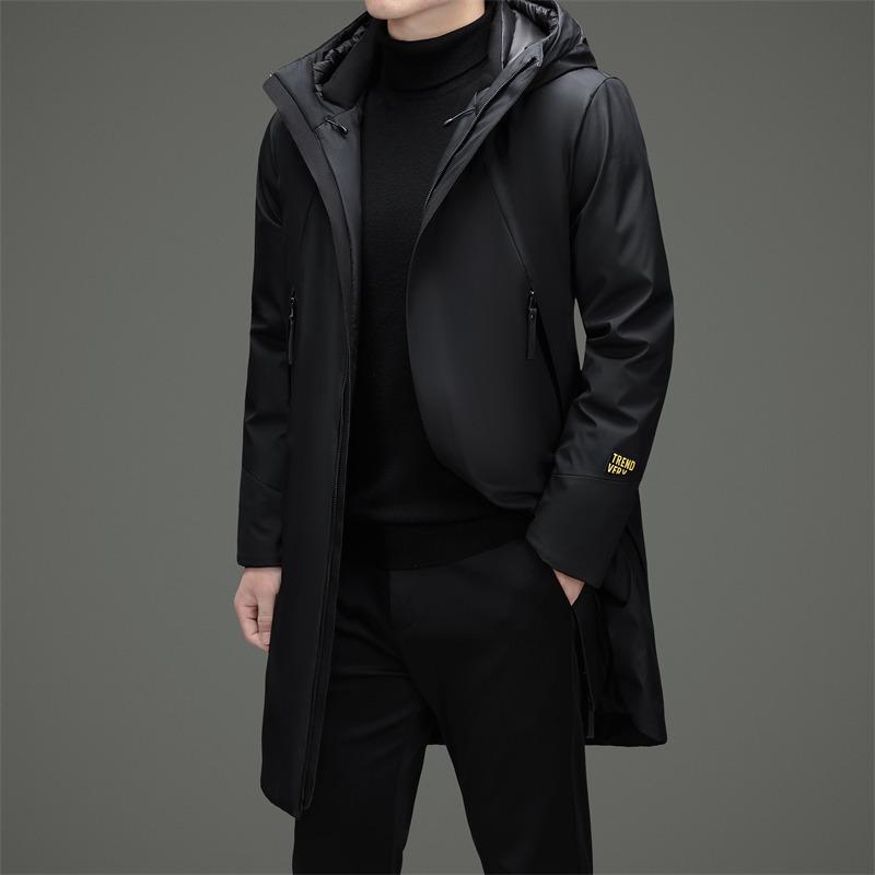 

Men s Winter Knee-High Black Down Jacket - Thick, Stylish, and Handsome Cold Protection for Middle Age 190 чорний