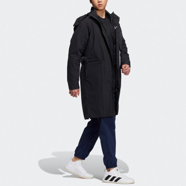 Adidas Logo Print Zip Hooded 3-in-1 Long Down Jacket Unisex Outerwear Black H13847