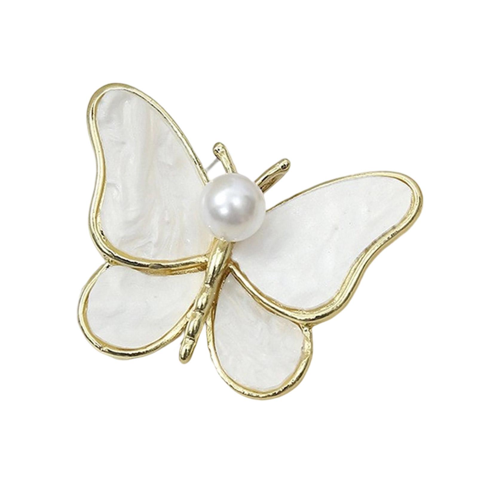 

Butterfly Brooch Pearls Shell Accent Secure Lock Closure Portable Designs for Elegant Occasions