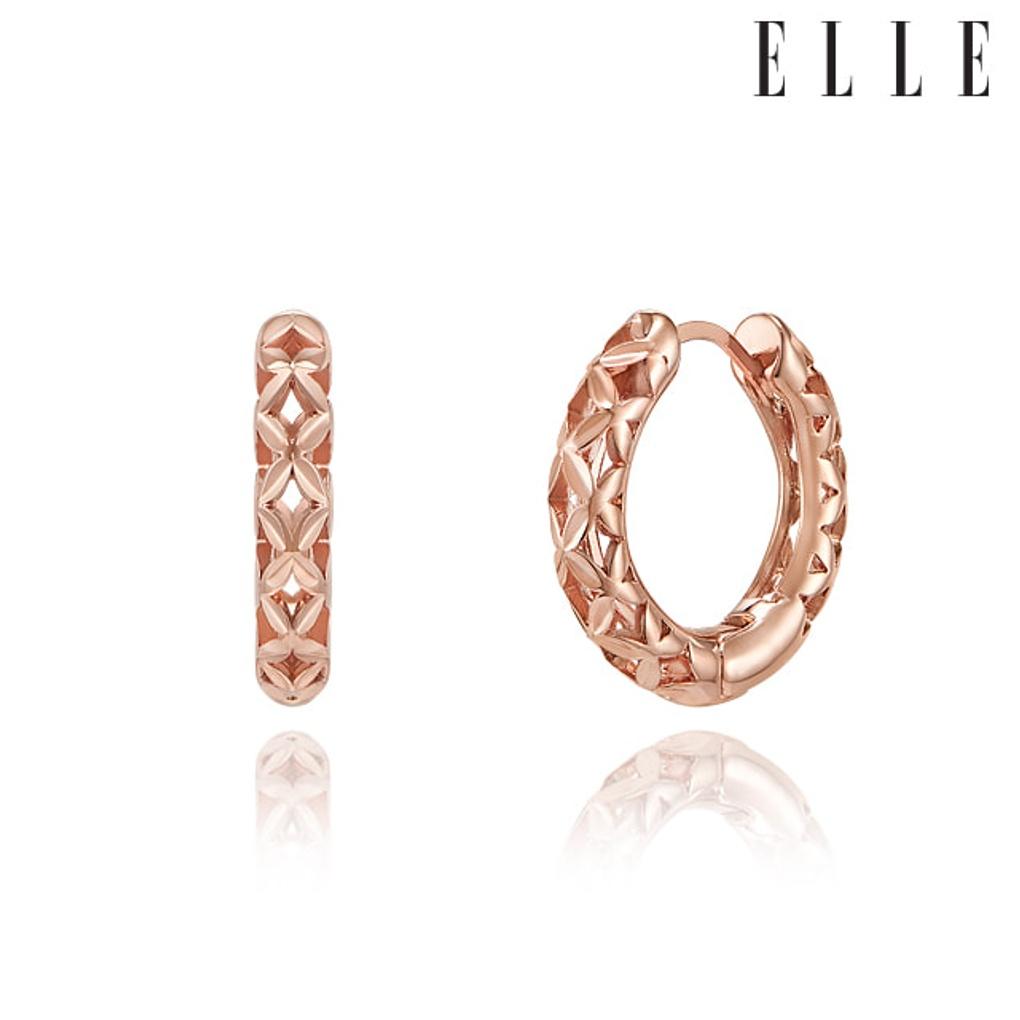 14K Mesh Volume One-Touch Earrings (Gold Pin) ELGPEE441