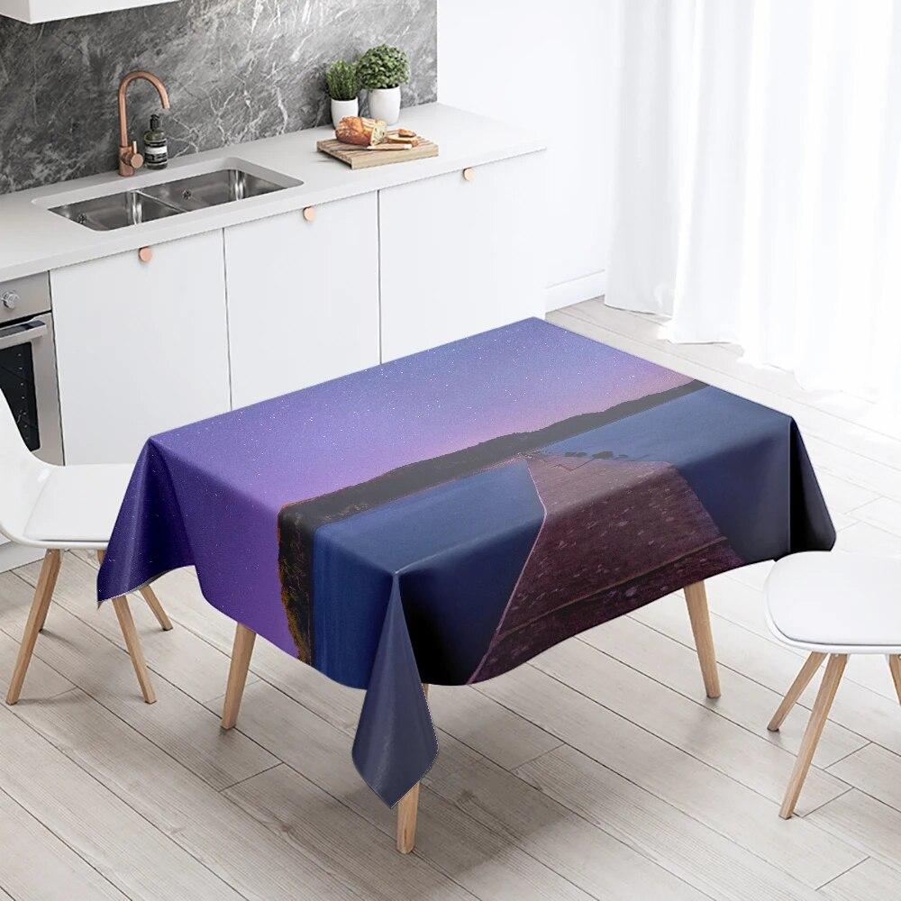 Starry Universe Tablecloth Camping Party  Anti-Stain Waterproof Rectangular Kitchen Dining Table Home Decor