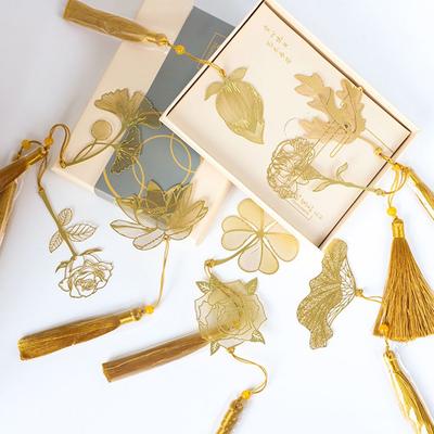School Stationery With Tassel Brass Book Clip Reading Mark Leaf Metal Bookmark Books Accessories