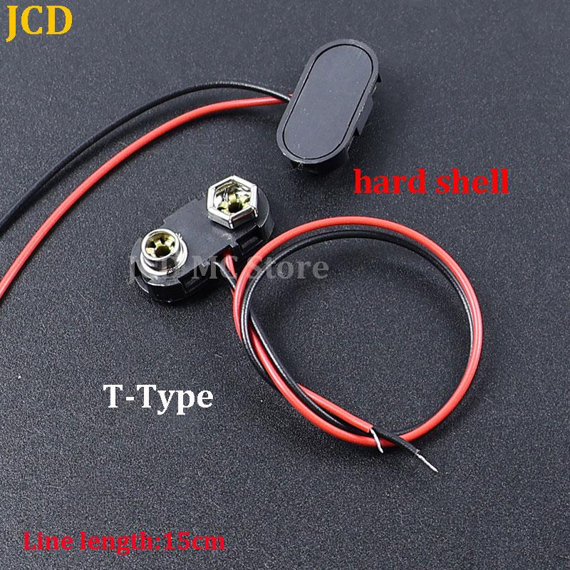 1-10PCS 9V Battery Clips 10-15cm DC5521 Male/Female Connector Buckle 9 Volt Battery Clip Connector I/T-Type Battery Holder