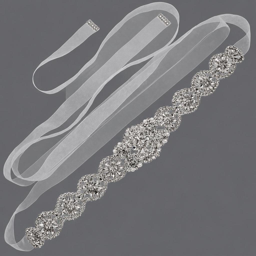 Elegant Silver Rhinestone Wedding Belt – Versatile High-End Dress Accessory for Fashion Shows and Performances