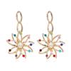 Vintage Leaf & Flower Stud Earrings with Metal Accents - European & American Style