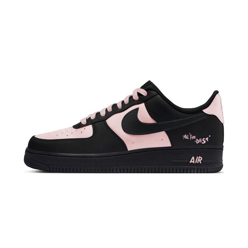 Nike Air Force 1 Romantico Fiore di Ciliegio Copertura Resistente all'Abrasione Scarpe da Skateboard Basse Donna Nero Rosa DH2920-001(Team598-BOX)