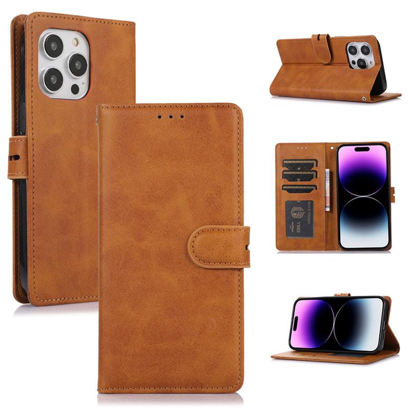 For iPhone 15 Pro Max Stand Wallet Calf Texture Phone Case Full Protection PU Leather Phone Cover
