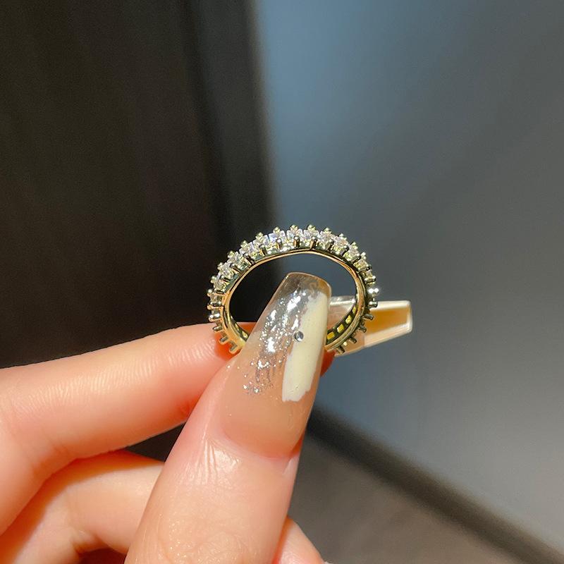 Niche Design Eyes Full Of Diamonds Zir*****Pen Ring Cold Wind Personality High Sense Fashion Stacking Ring