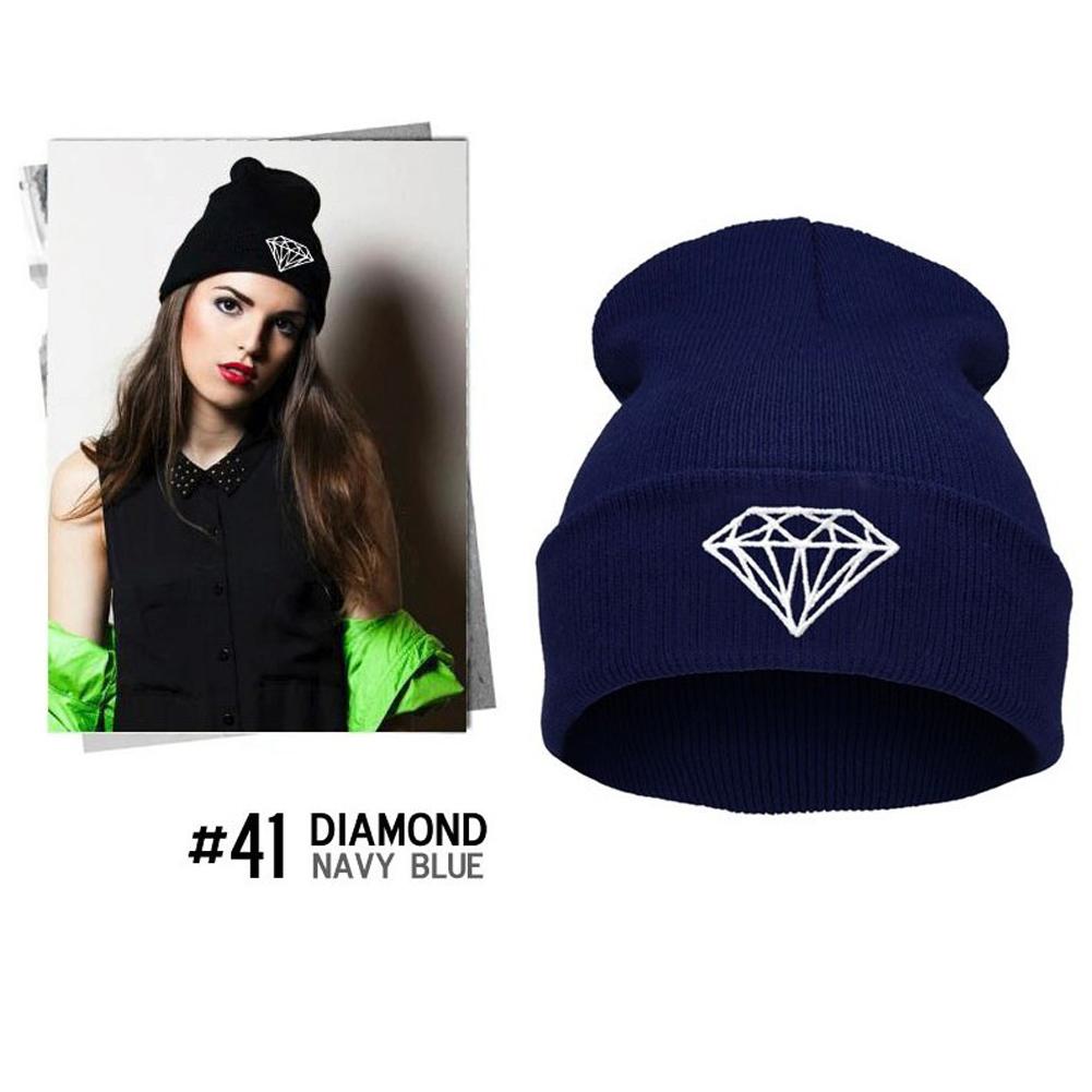 Fashionable Wool Knit Hat with Diamonds Embroidery, Hip-hop Style, Warm and Comfortable for Snowboarding and Running