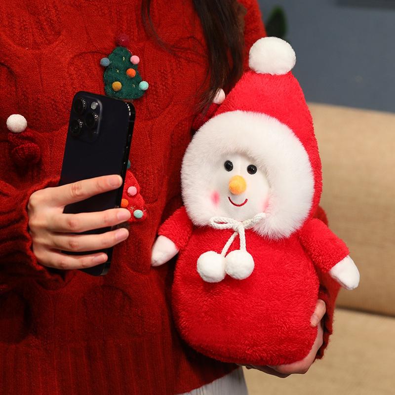 Kawaii 35CM Dress Up Snowman Plush Toy Lovely Christmas Snowman Plushie Doll Surprise Xmas Home Decoration Gift