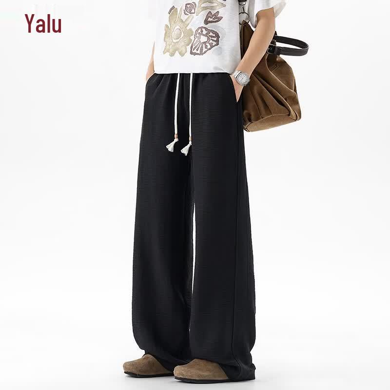 YALU Men s Quick-Dry Linen-Blend Wide Leg Straight Pants XL
