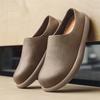 Fashion Suede Clogs Cork Footbed Clogs for Men Soft Leather Muller Shoes Slip-on Beach Slippers Stylish Male Half Drag Comfy Lazy Flats