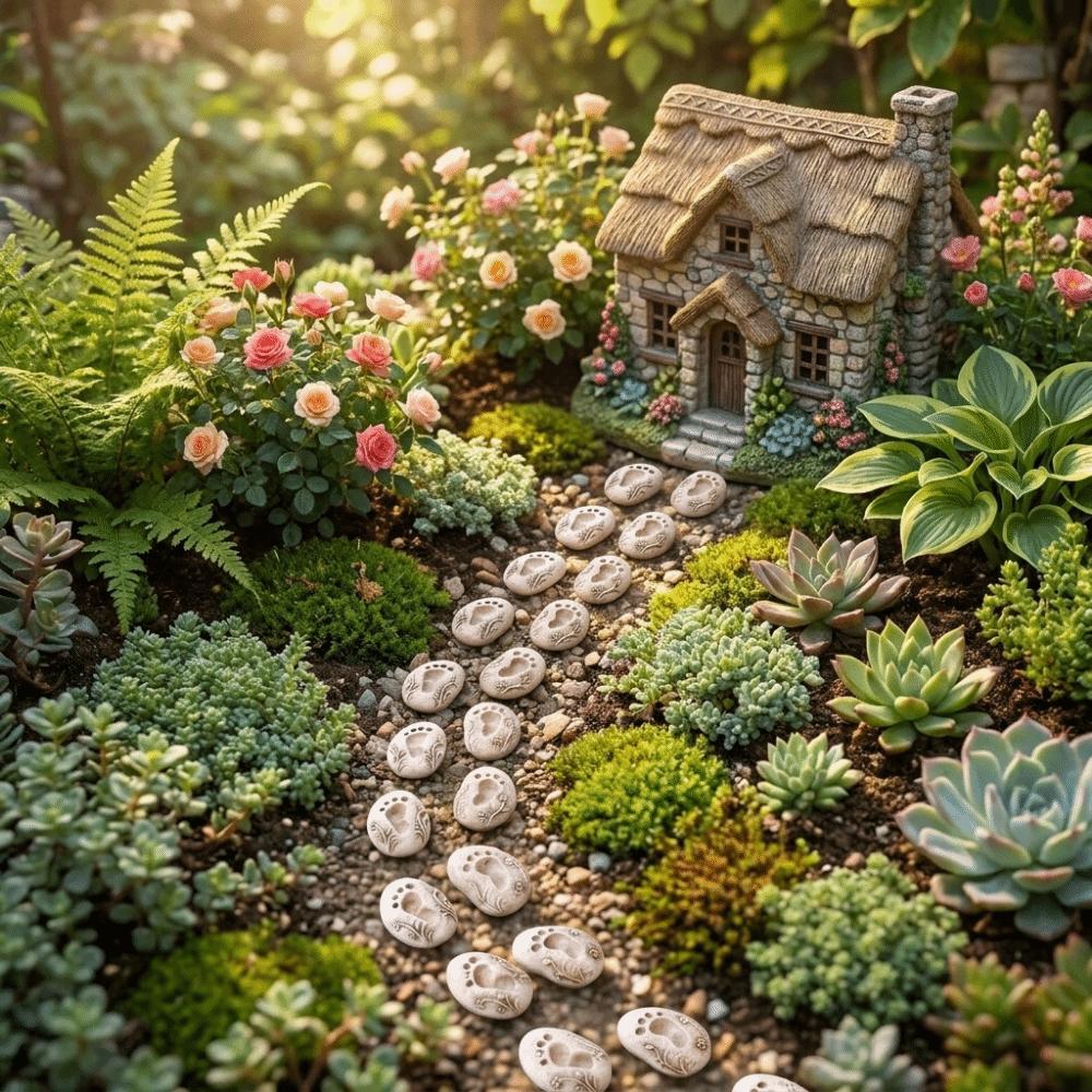 20PCS Small Footprint Stepping Stones Decorative Footprint Micro Landscape Decoration Garden Decor
